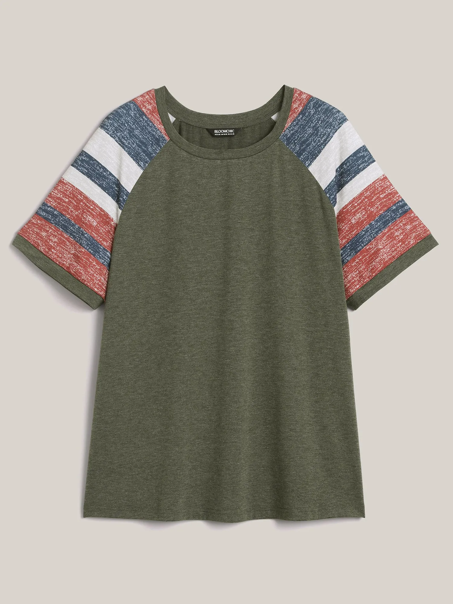 Striped Raglan Sleeve Plain T-Shirt sold by Bloomchic product image thumbnail 5