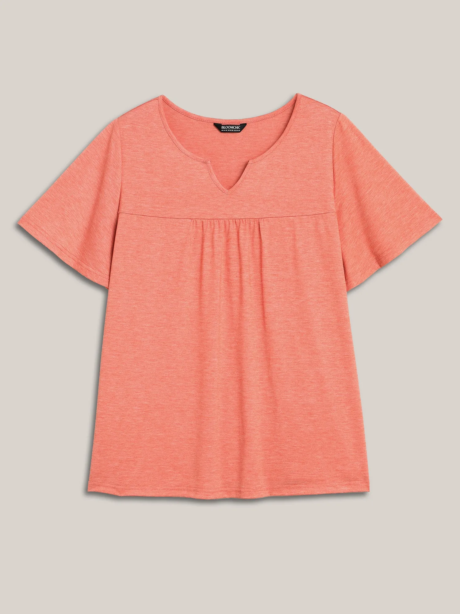Heathered Split Neckline Plain T-Shirt sold by Bloomchic product image thumbnail 5