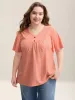 Textured Button Detail Pleated T-Shirt sold by Bloomchic