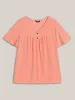 Textured Button Detail Pleated T-Shirt sold by Bloomchic