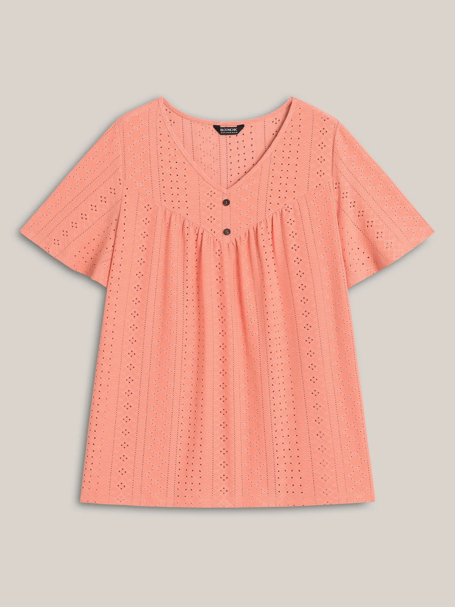 Textured Button Detail Pleated T-Shirt sold by Bloomchic product image thumbnail 5
