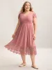 Stretchy Waist Lace Pockets Midi Dress sold by Bloomchic