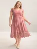 Stretchy Waist Lace Pockets Midi Dress sold by Bloomchic
