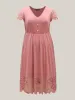 Stretchy Waist Lace Pockets Midi Dress sold by Bloomchic