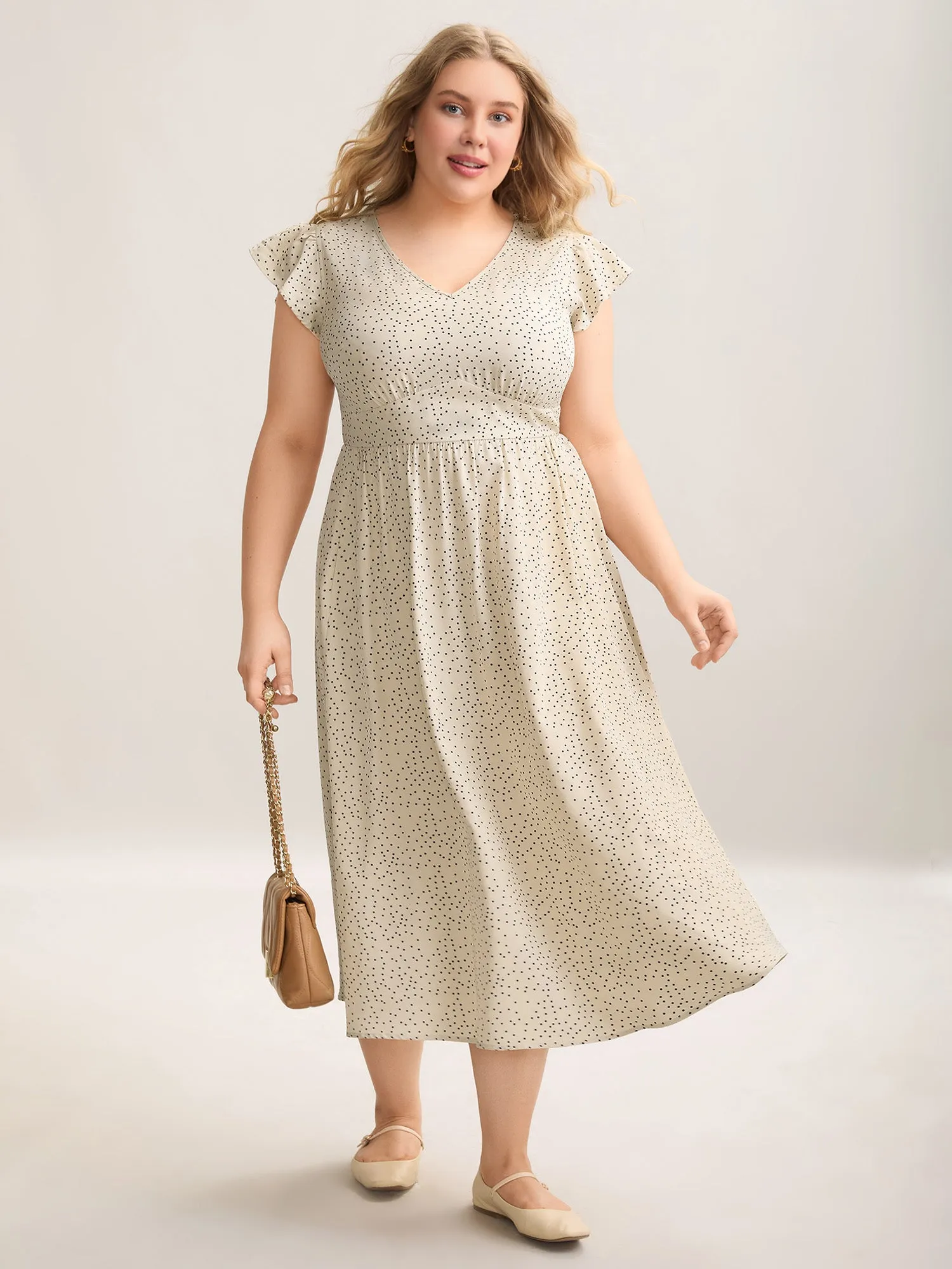 Polka Dot Ruffled Bust-Defining Maxi Dress sold by Bloomchic product image thumbnail 3