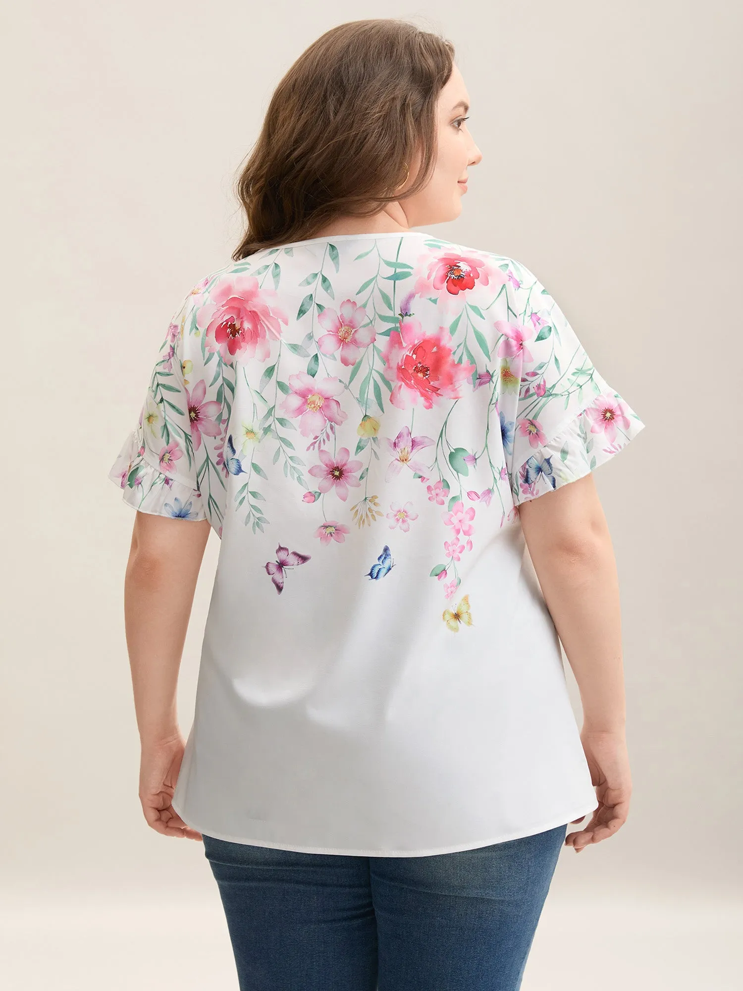 Floral Bodice Round Neck Flared Blouse sold by Bloomchic product image thumbnail 4