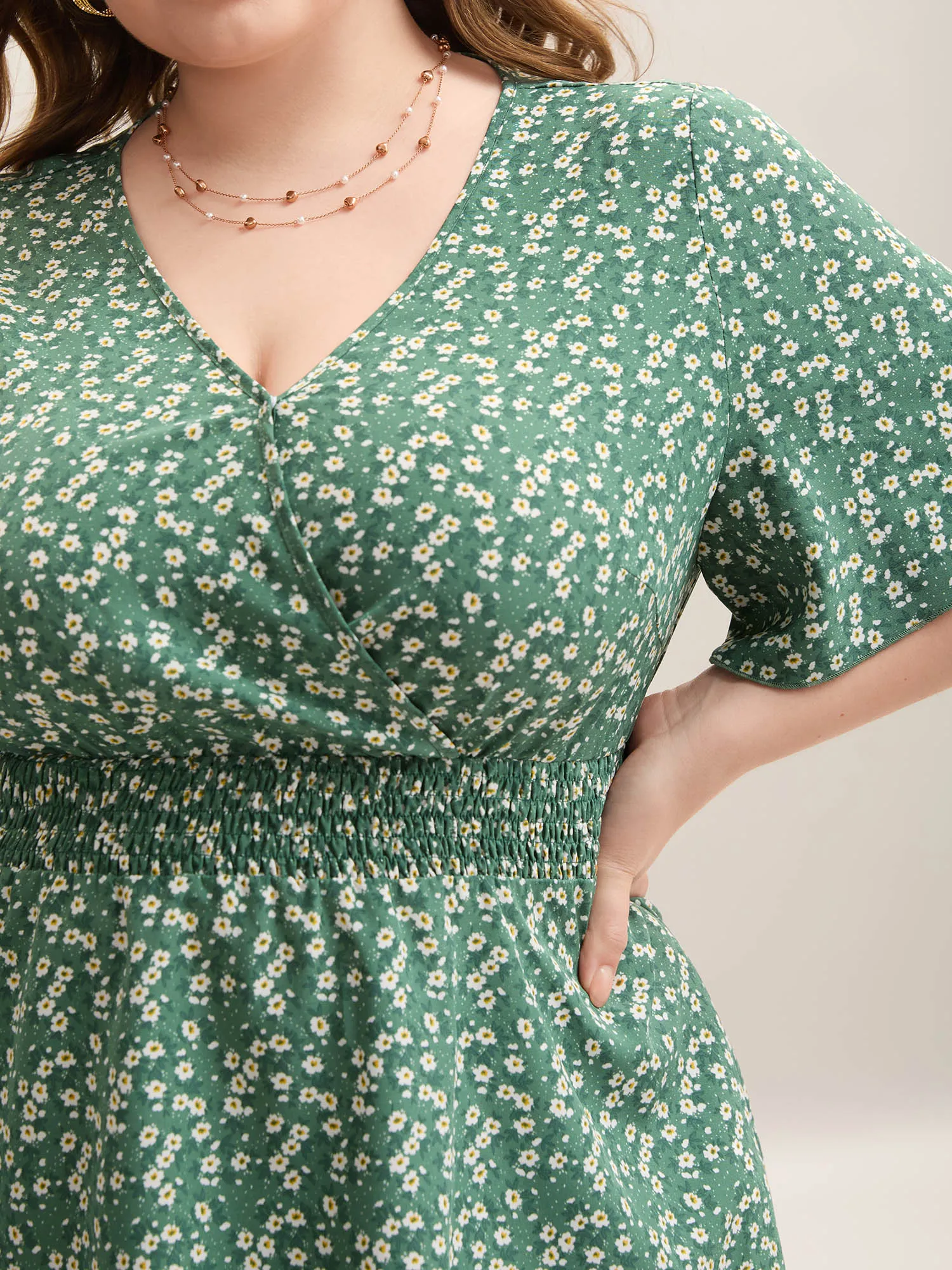 Floral Print Shirred Waist Cinched Blouse sold by Bloomchic product image thumbnail 2