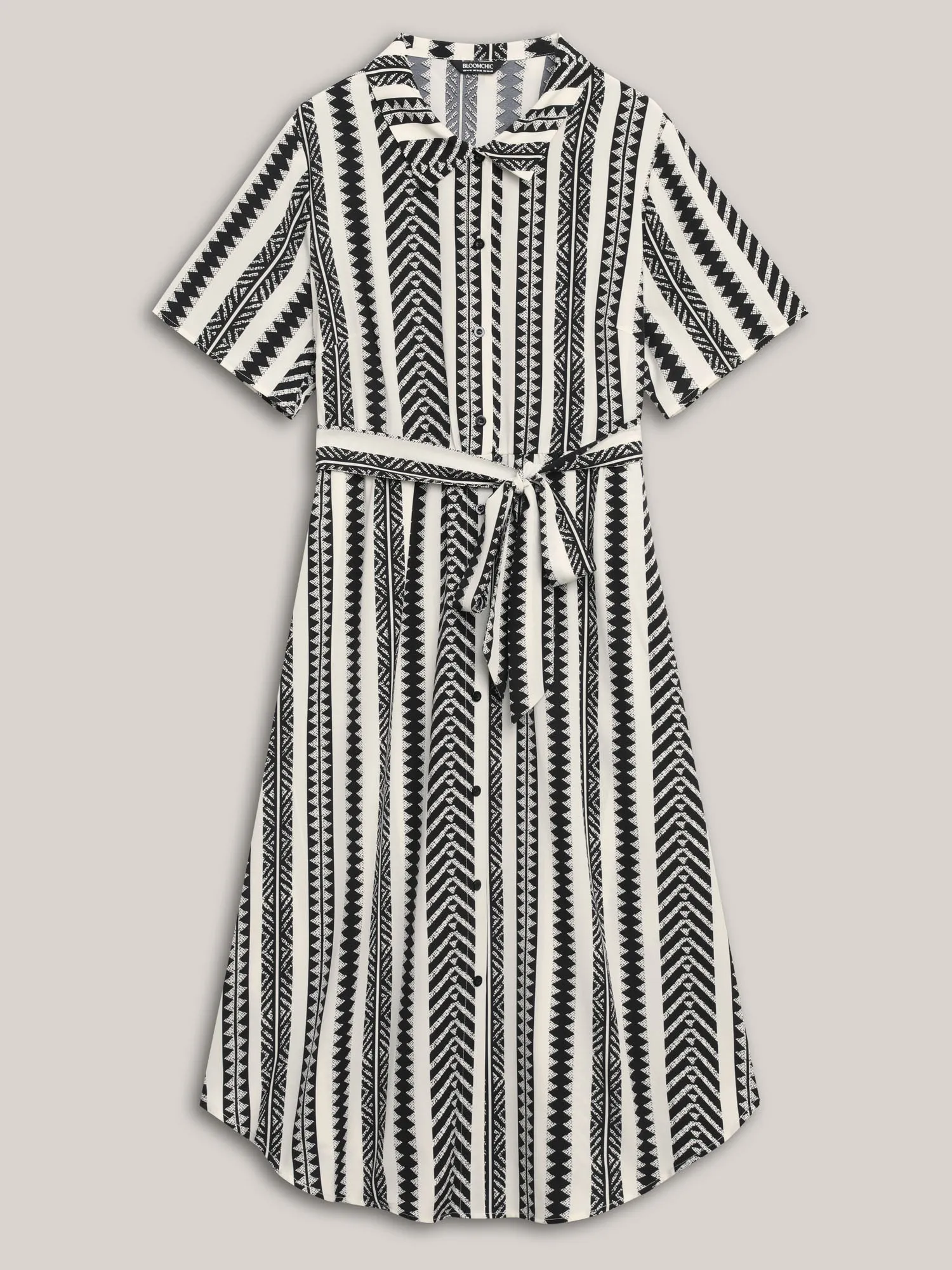 Boho Striped Stretchy Waist Shirt Dress sold by Bloomchic product image thumbnail 5