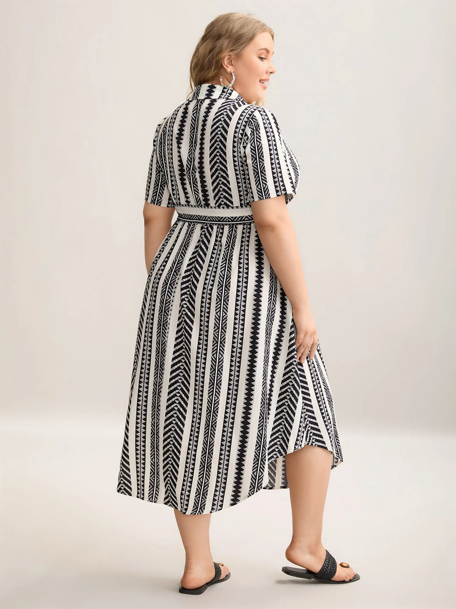 Boho Striped Stretchy Waist Shirt Dress sold by Bloomchic product image thumbnail 4