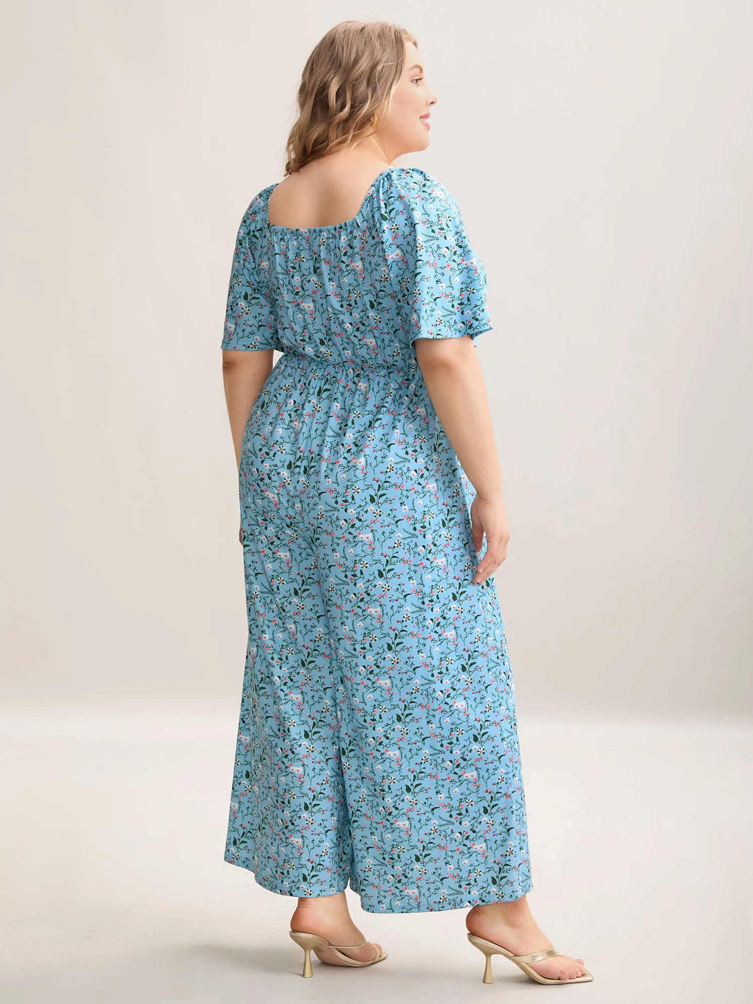 Floral Print Square Neck Knit Jumpsuit sold by Bloomchic product image thumbnail 4