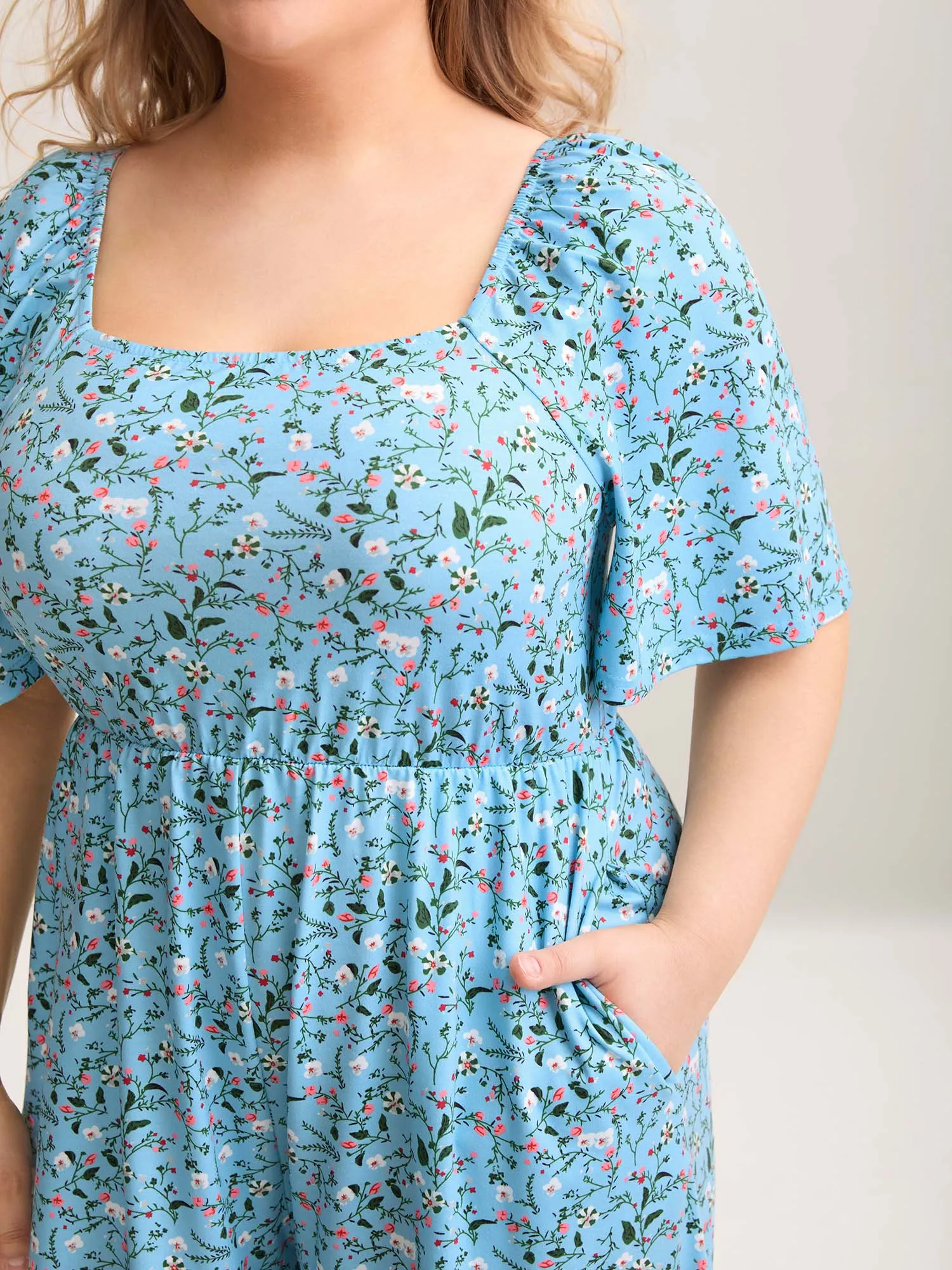 Floral Print Square Neck Knit Jumpsuit sold by Bloomchic product image thumbnail 2