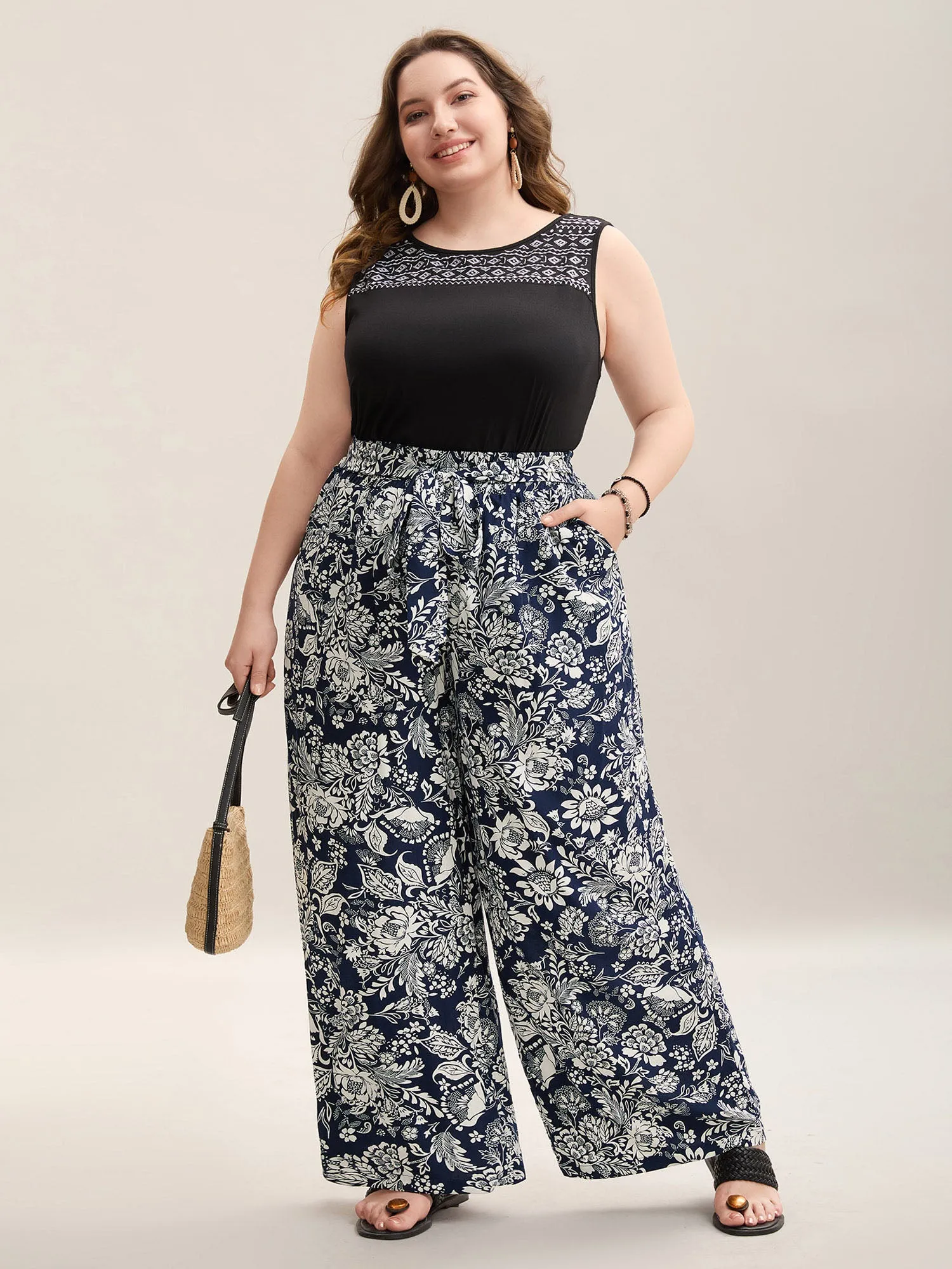 Floral Print Waist-Tie Straight-Leg Pants sold by Bloomchic product image thumbnail 2