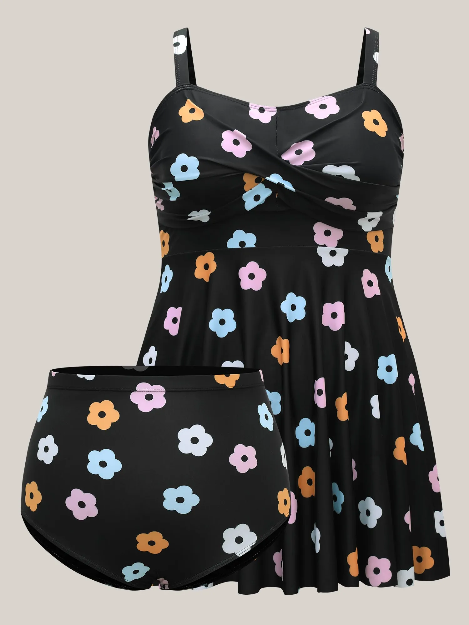 Twist Front Floral Print Flared Swim Dress sold by Bloomchic product image thumbnail 5