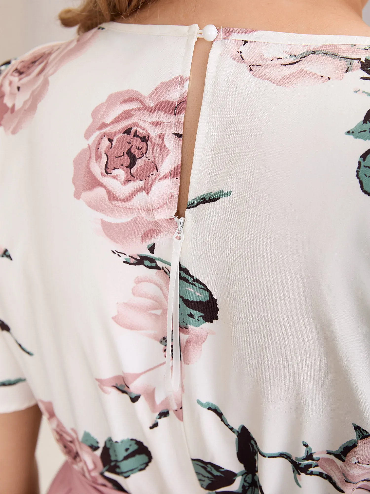 Floral Print Belted Pockets Spliced Jumpsuit sold by Bloomchic product image thumbnail 3