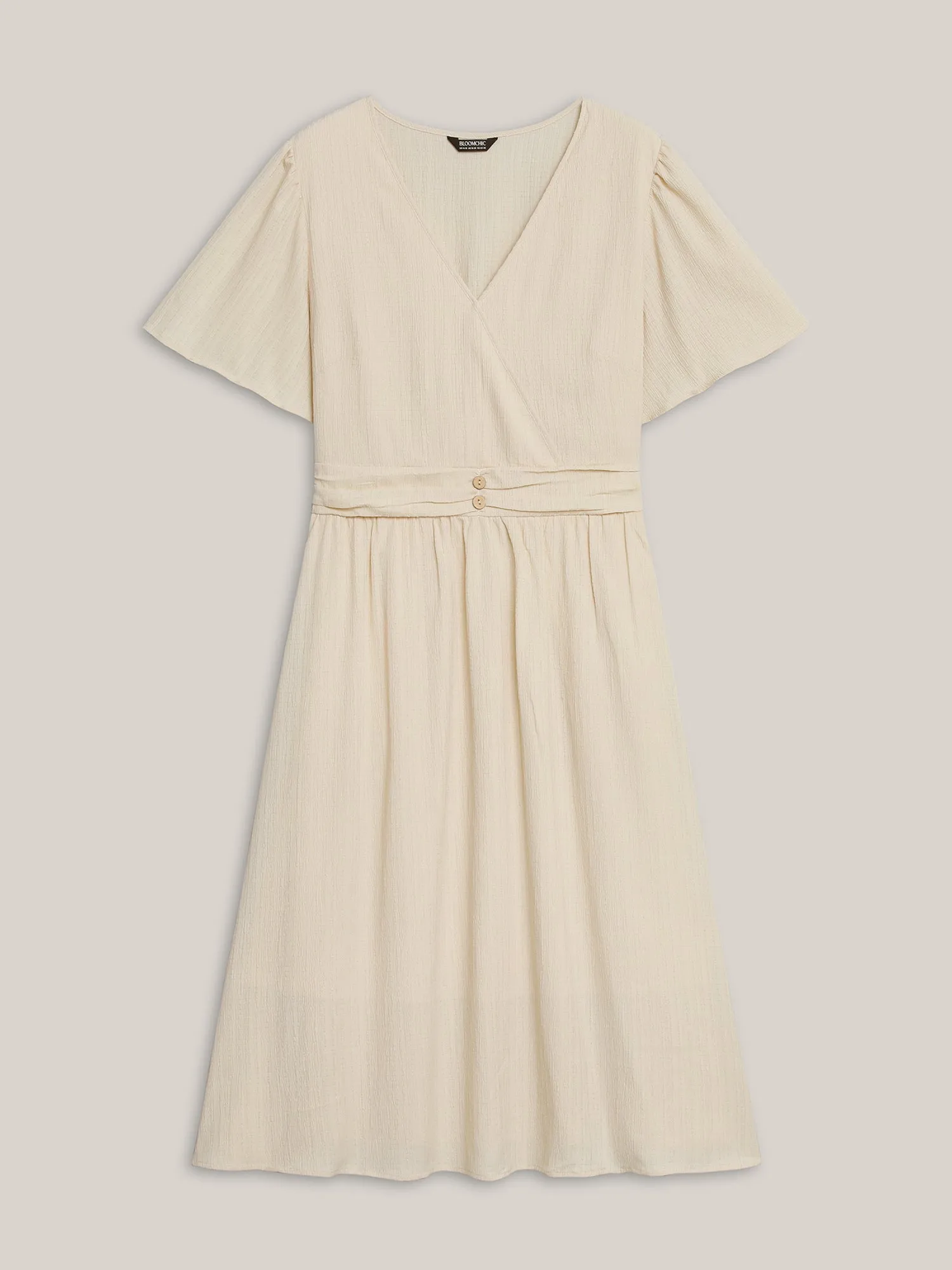 Pleated Waist Textured Shirred Midi Dress sold by Bloomchic product image thumbnail 5