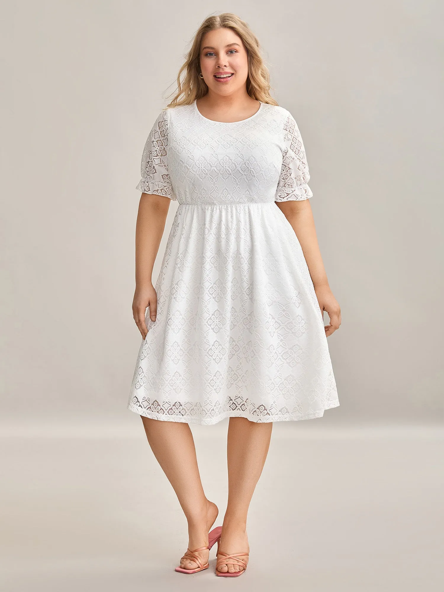 Textured Ruffled Sleeve Pockets Midi Dress sold by Bloomchic product image thumbnail 3