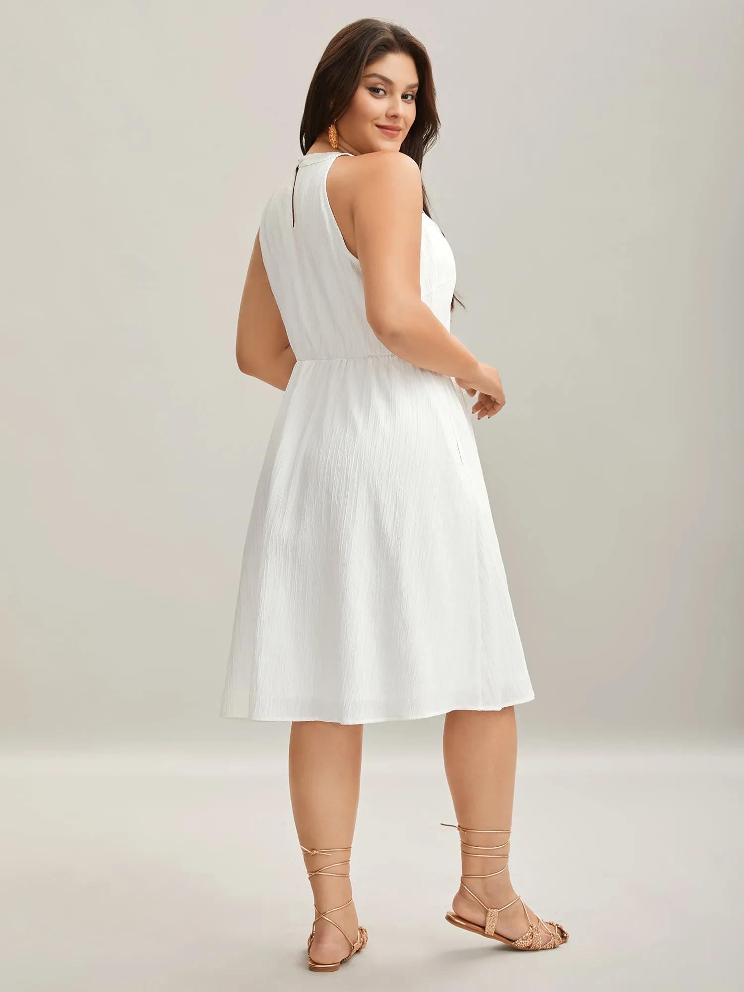 Neck Cut-Out Pockets A-Line Midi Dress sold by Bloomchic product image thumbnail 4