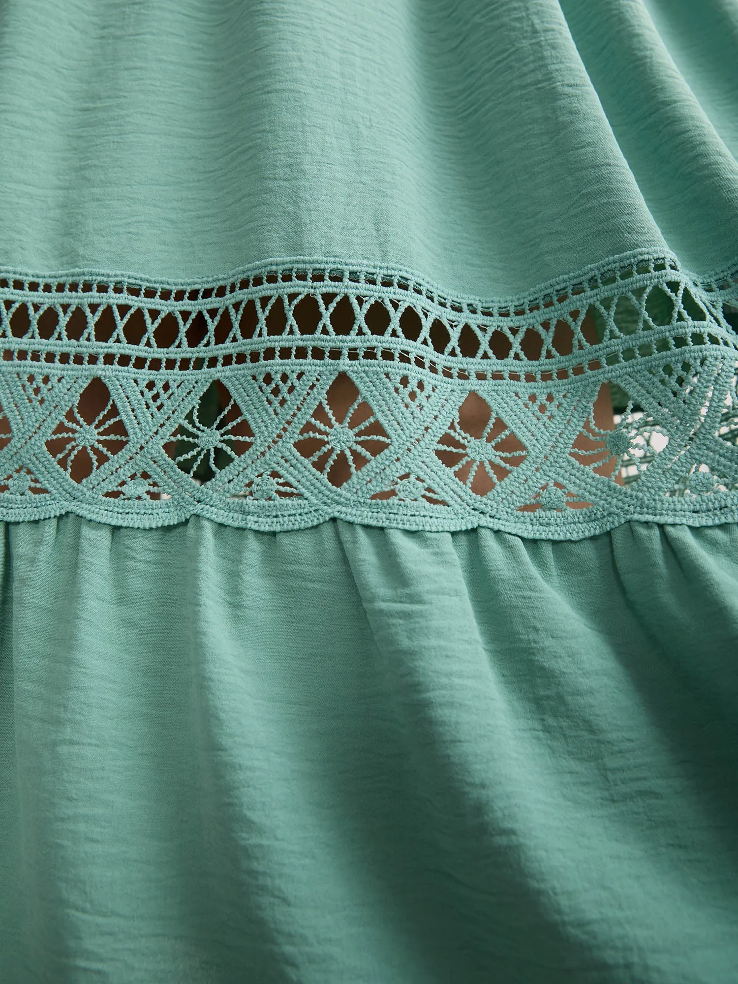 Lace Cut-Out Lotus Leaf Sleeve Midi Dress sold by Bloomchic product image thumbnail 2