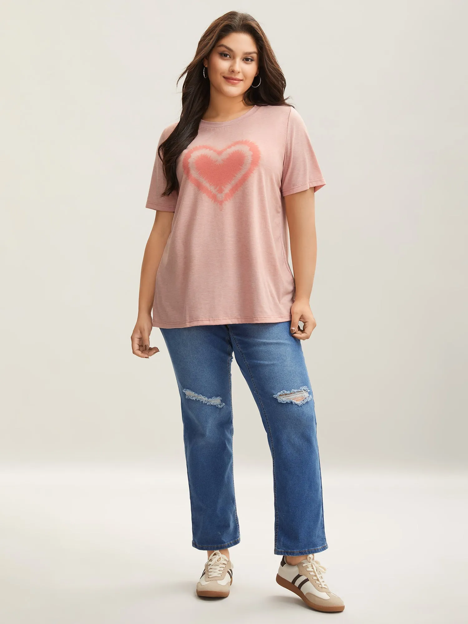 Supersoft Heart Motif Tie-Dye Stretchy T-Shirt sold by Bloomchic product image thumbnail 3