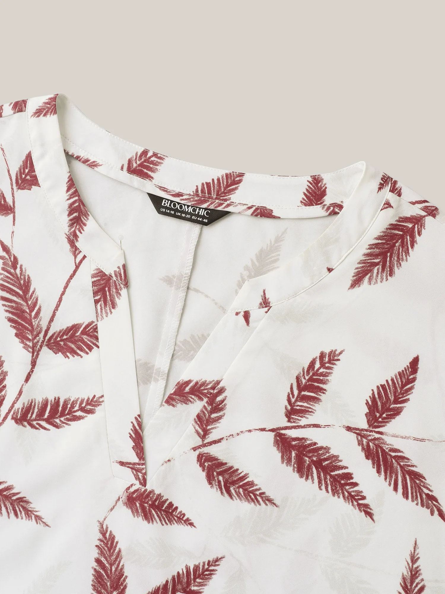 Leaf Print Notched Collar Blouse sold by Bloomchic product image thumbnail 5