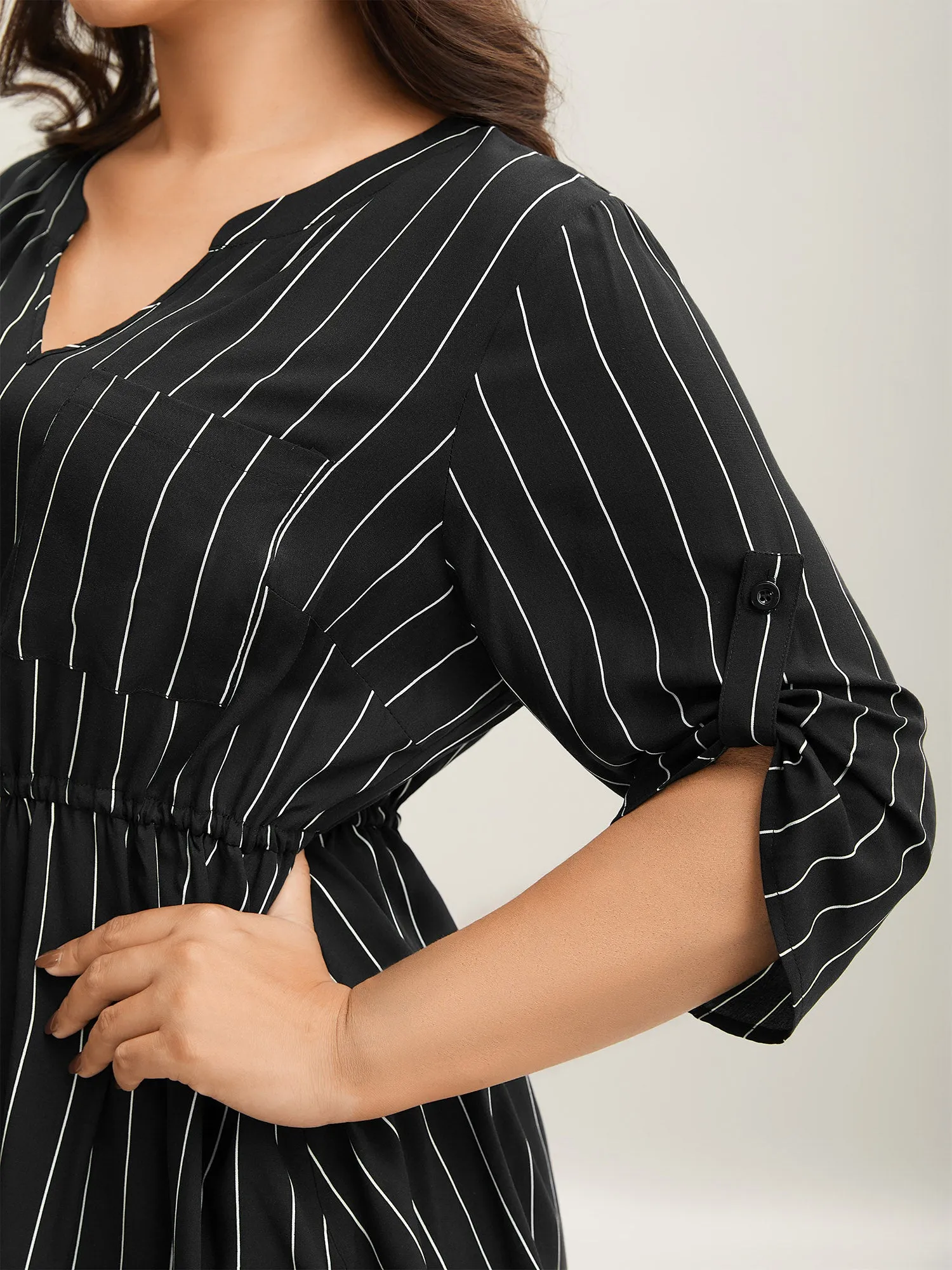 Striped Waist-Tie Pockets Blouse sold by Bloomchic product image thumbnail 2