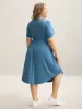 Stretchy Waist Pockets Lace Midi Knit Dress sold by Bloomchic
