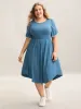 Stretchy Waist Pockets Lace Midi Knit Dress sold by Bloomchic