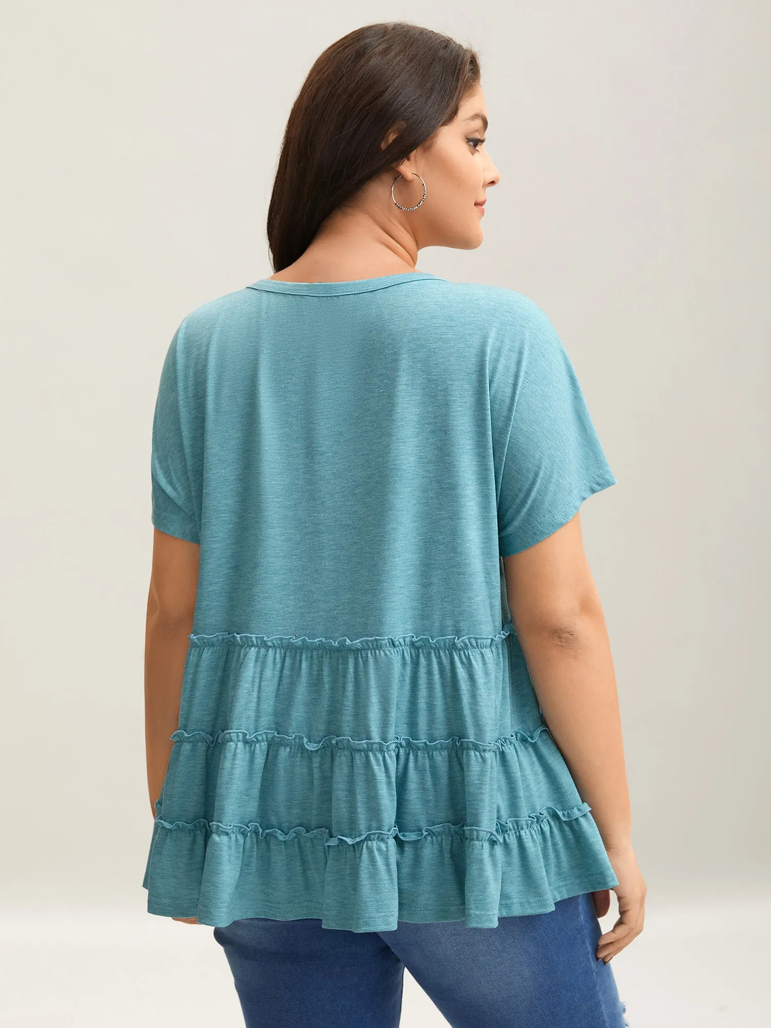 Tiered Petal Trim Crew Neck T-Shirt sold by Bloomchic product image thumbnail 2