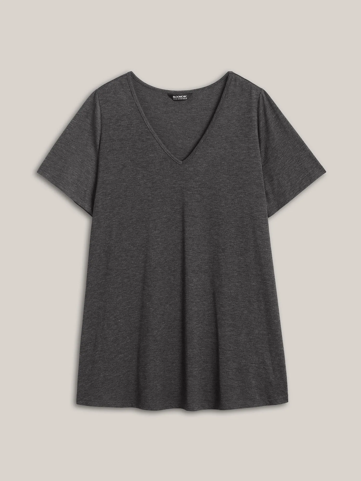 Curved Hem V-Neck Plain Knit Top sold by Bloomchic product image thumbnail 5