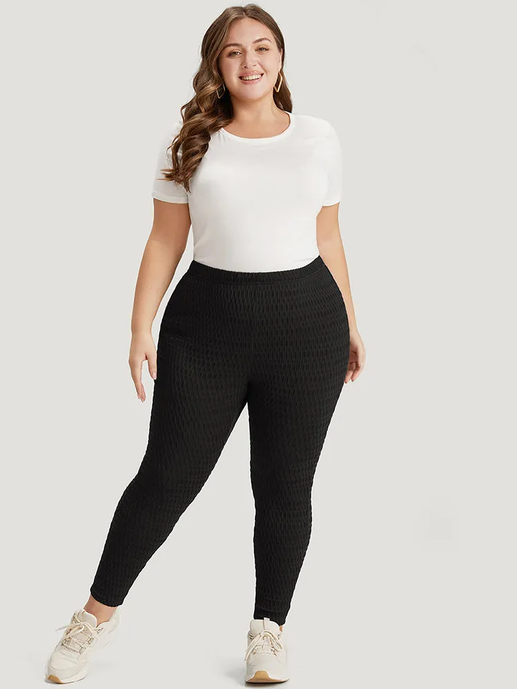 Solid Plisse High Rise Skinny Leggings sold by Bloomchic product image thumbnail 4