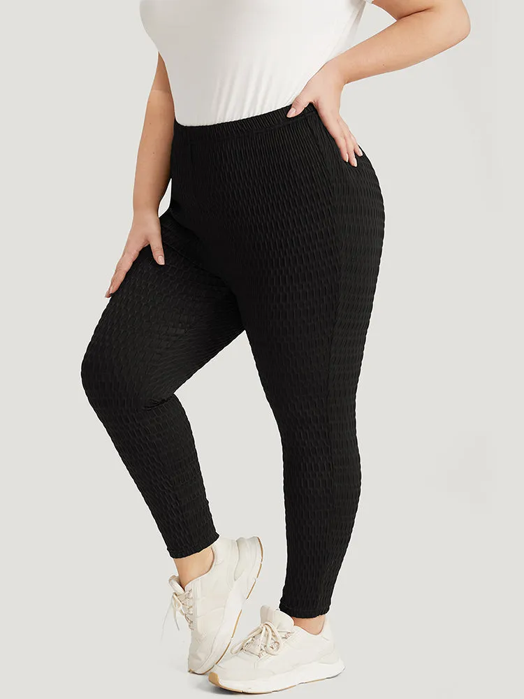 Solid Plisse High Rise Skinny Leggings sold by Bloomchic product image thumbnail 3