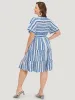 Striped Geo Pocket Belt Pocket Layered Hem Dress sold by Bloomchic
