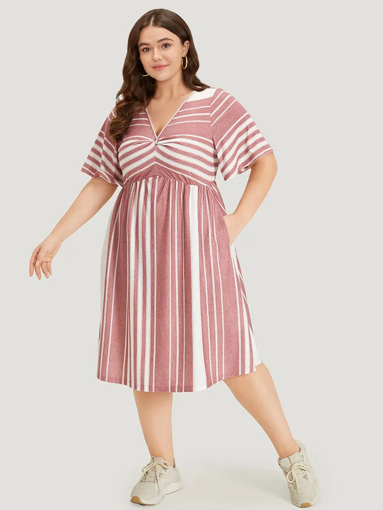 Striped Print Pocket Twist Front Dress sold by Bloomchic product image thumbnail 3