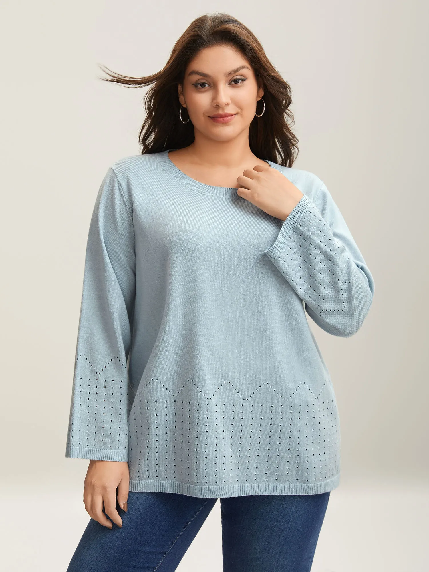 Lightweight Woolen Cut-Out Pullover sold by Bloomchic