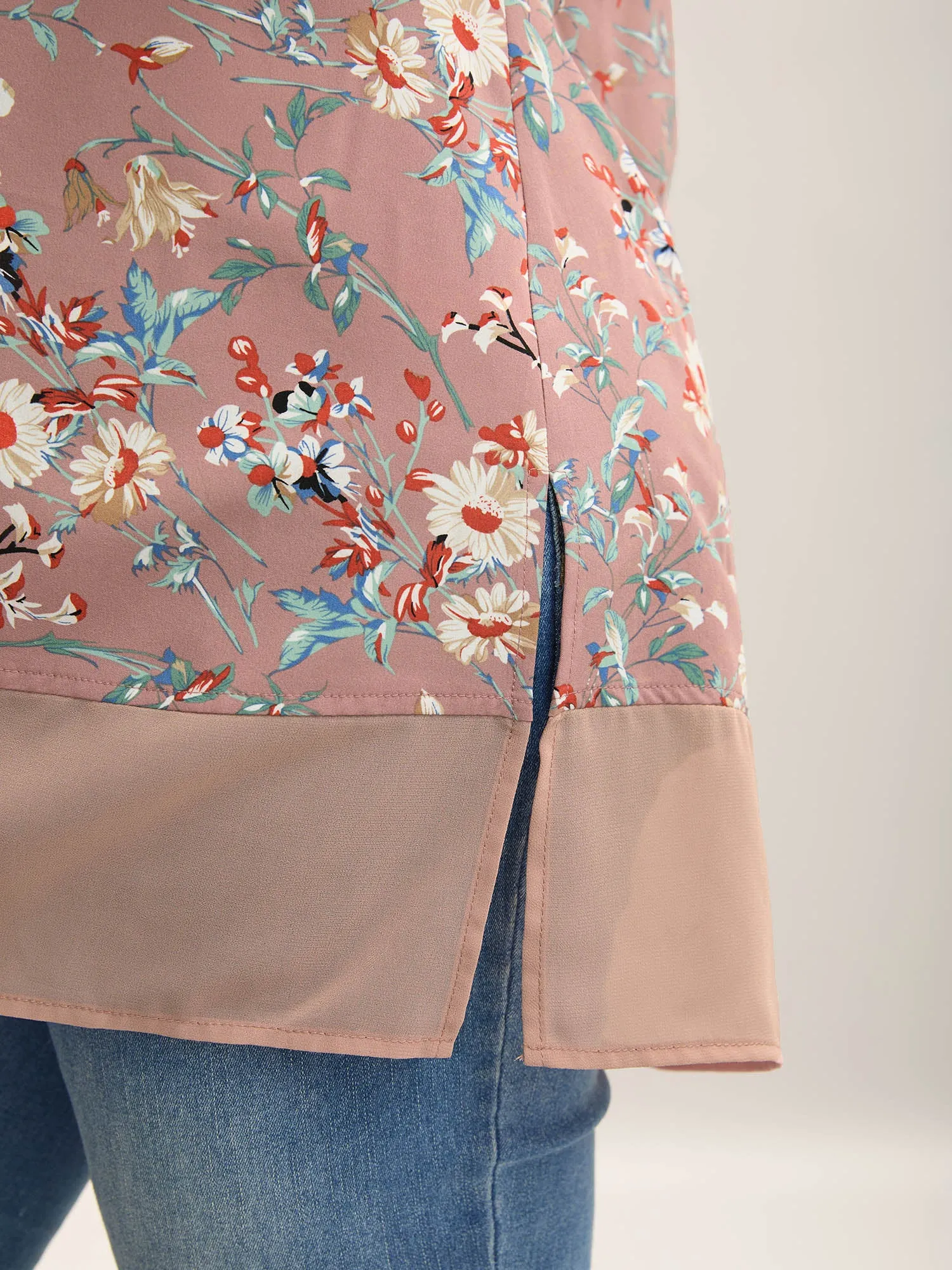 Garden Print Spliced V-Neck Blouse sold by Bloomchic product image thumbnail 4