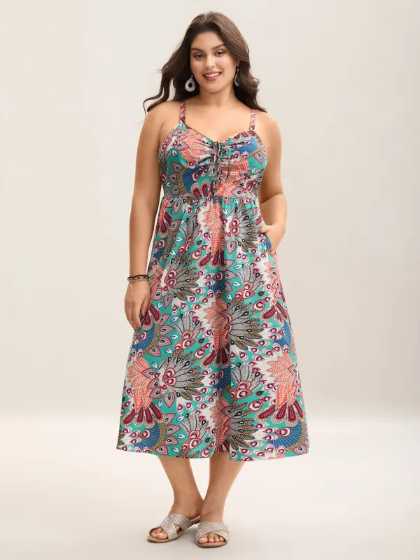 Boho Floral Print Pockets Midi Dress sold by Bloomchic