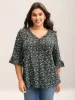 Ditsy Floral Print Frill Trim Blouse sold by Bloomchic