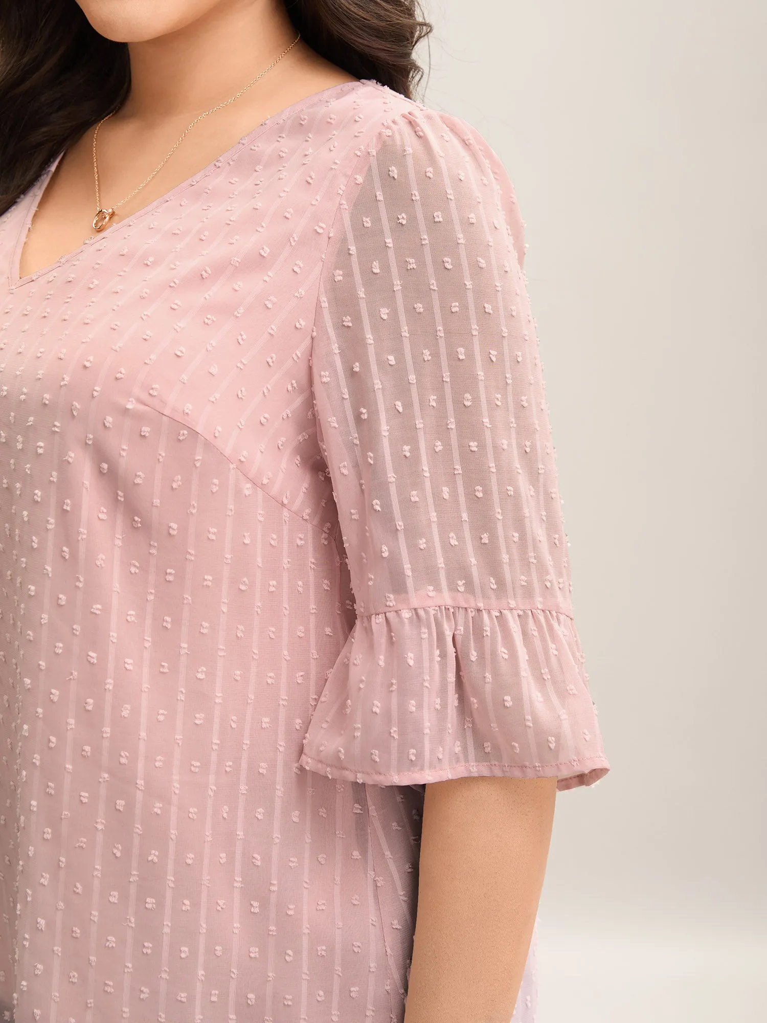 Textured Woven V-Neck Blouse sold by Bloomchic product image thumbnail 2