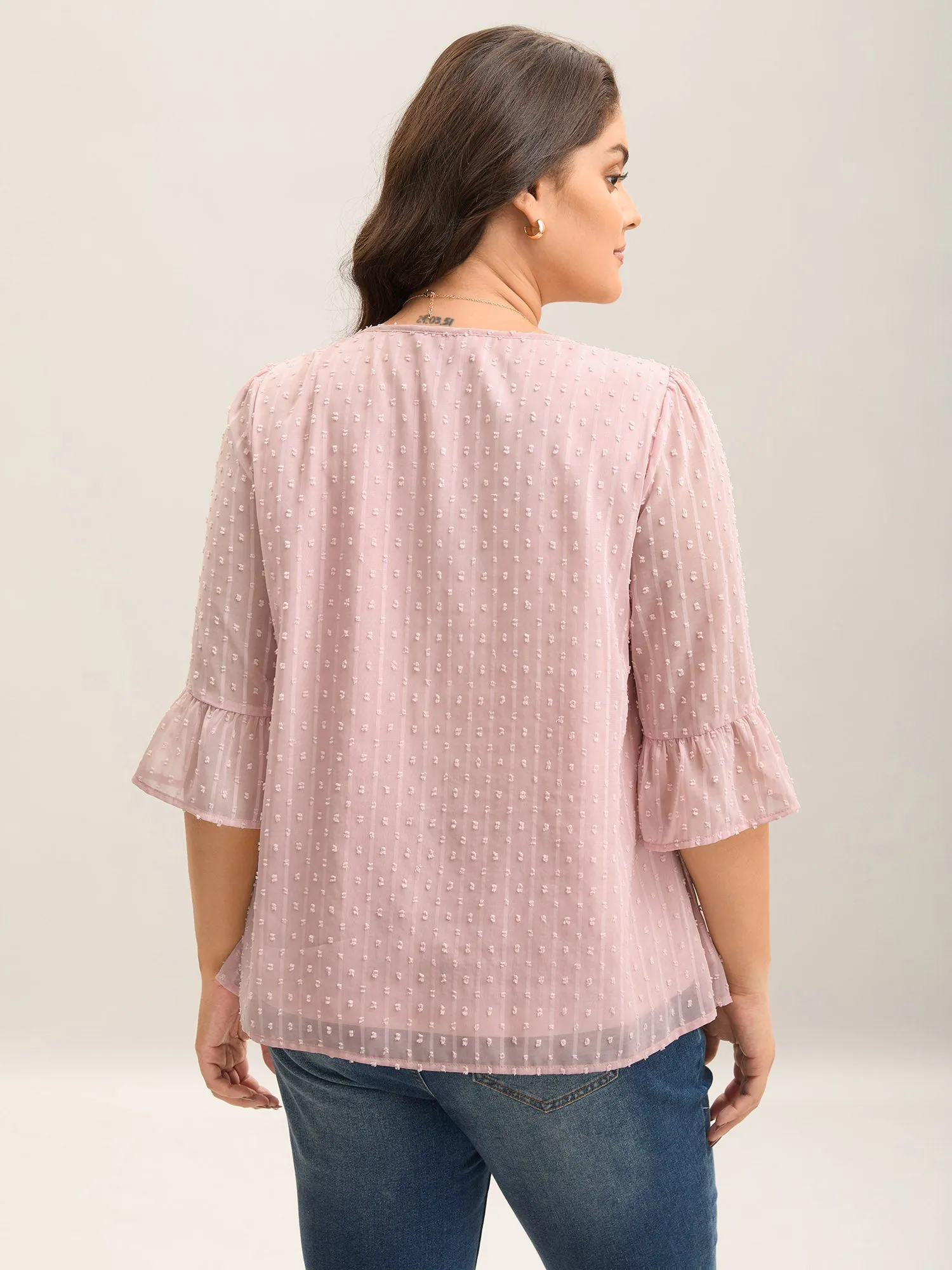Textured Woven V-Neck Blouse sold by Bloomchic product image thumbnail 4