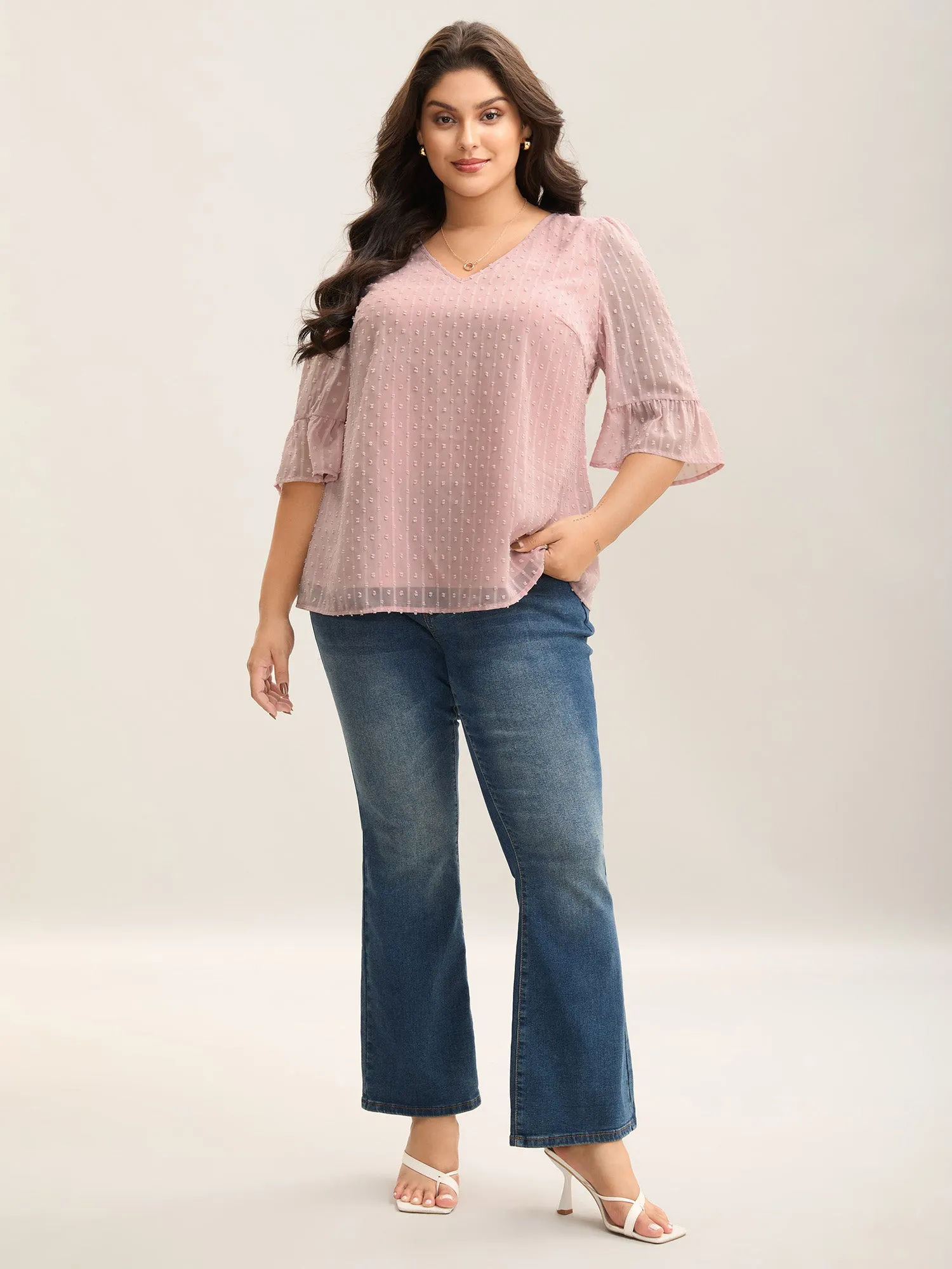 Textured Woven V-Neck Blouse sold by Bloomchic product image thumbnail 3