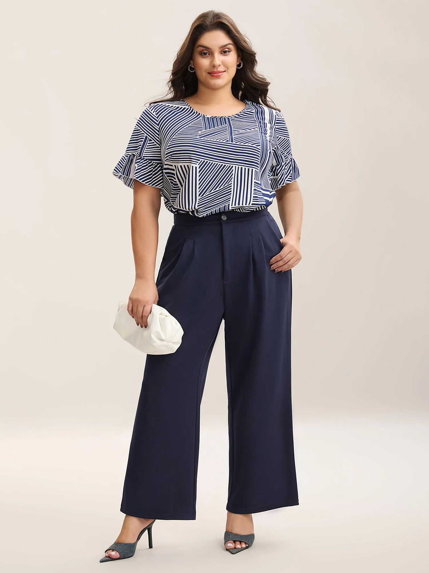 Abstract Print Lotus Leaf Sleeve Blouse sold by Bloomchic product image thumbnail 2