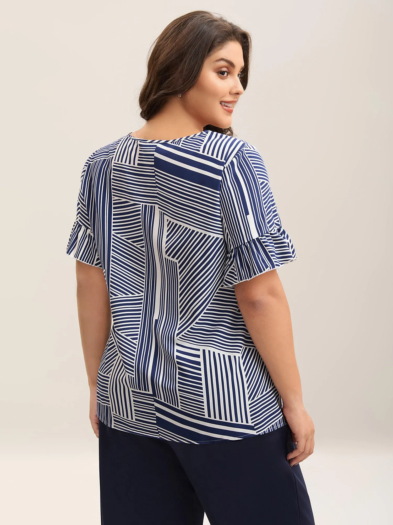 Abstract Print Lotus Leaf Sleeve Blouse sold by Bloomchic product image thumbnail 3