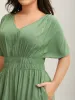 Pleated Solid Color Slit Maxi Dress sold by Bloomchic