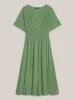 Pleated Solid Color Slit Maxi Dress sold by Bloomchic