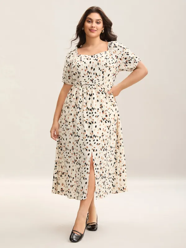 Leopard Print Stretchy Waist Wavy Hem Dress sold by Bloomchic