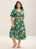 Tropical Floral Print Pockets Flowy Midi Dress sold by Bloomchic