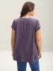 Pleated Shoulder Button Plain Relaxed T-Shirt sold by Bloomchic