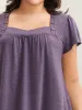 Pleated Shoulder Button Plain Relaxed T-Shirt sold by Bloomchic