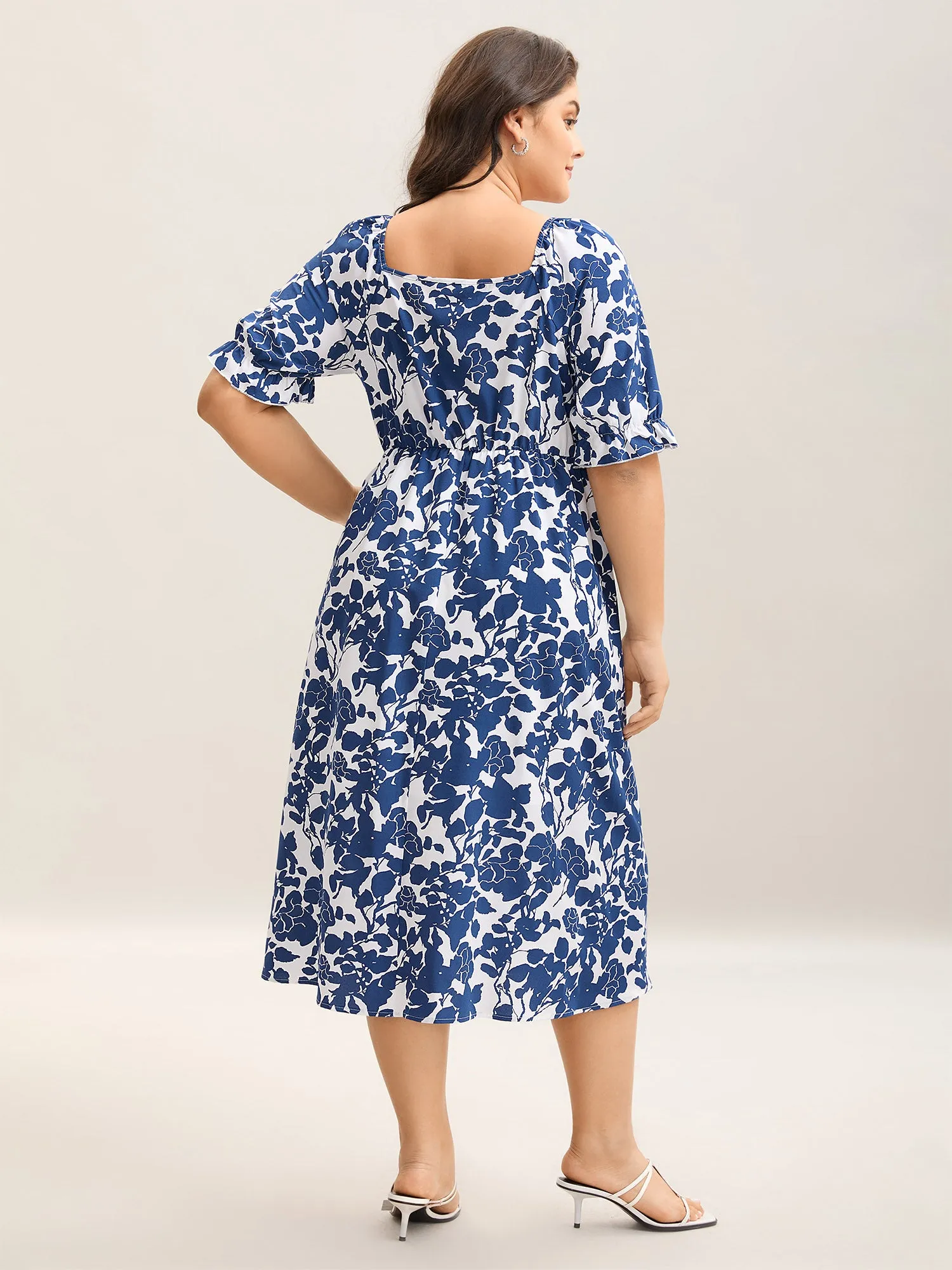 Silhouette Floral Print Tie Front Midi Dress sold by Bloomchic product image thumbnail 4