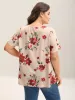Dreamy Floral Print Flowy Pleated T-Shirt sold by Bloomchic